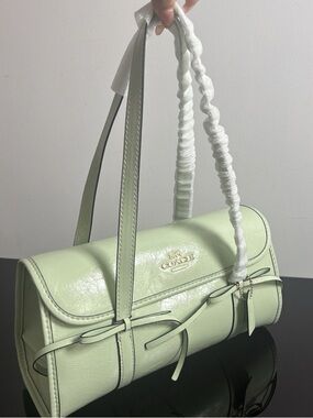 Coach Olive Green Baguette Shoulder Bag Bow Detail